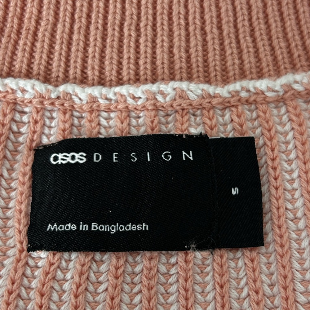 Asos Men's Oversized Pink Cardigan Sweater Vest Sz S - Picture 5 of 5